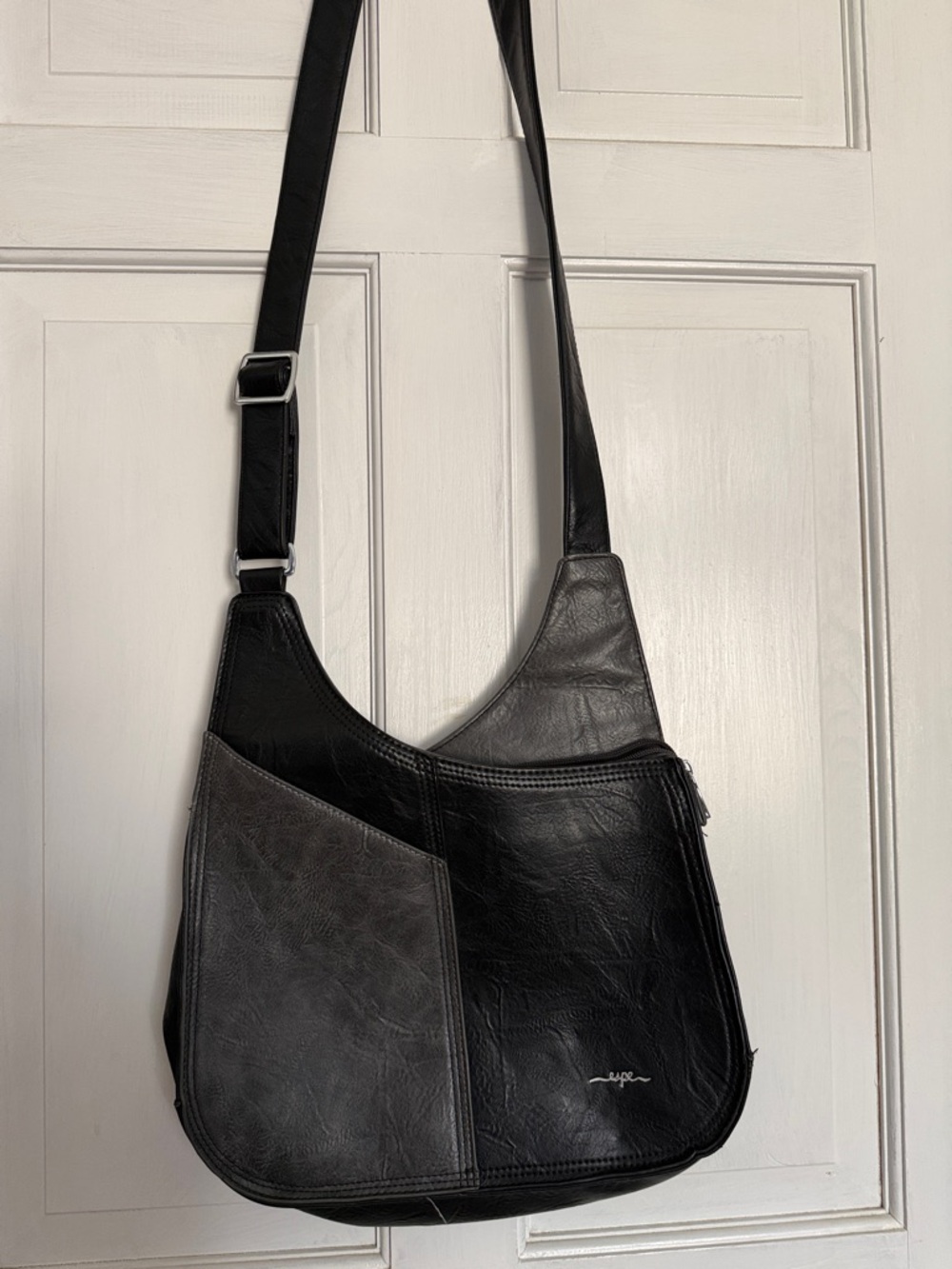 Two-Tone Espe Black & Gray Vegan Leather Shoulder Bag